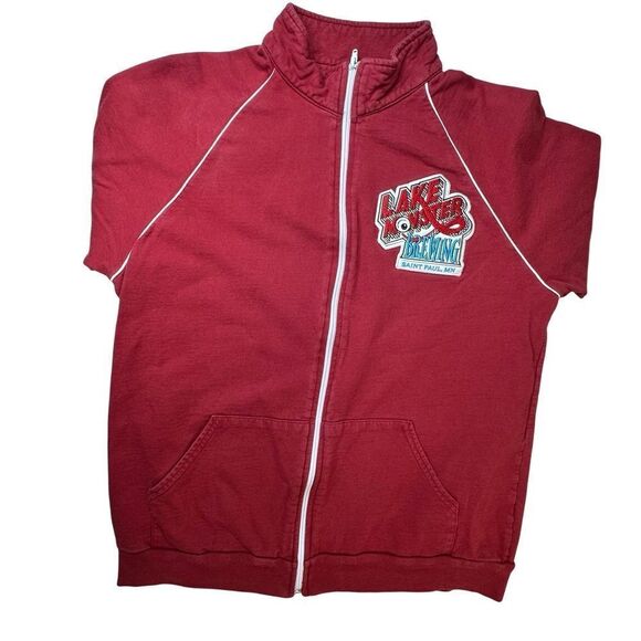 LAKE MONSTER BREWING Ca Fleece Red Zip Front Sweatshirt Size Medium - Picture 9 of 13